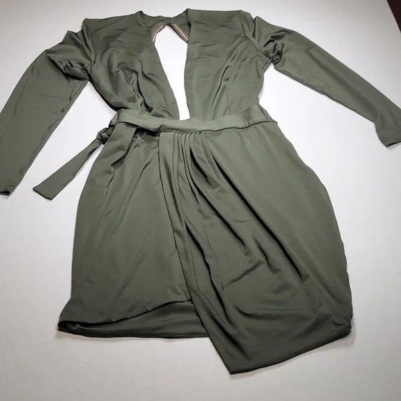 Cuty Fashion Ladies Slim Fit Olive Green Dress - Picture 7 of 9